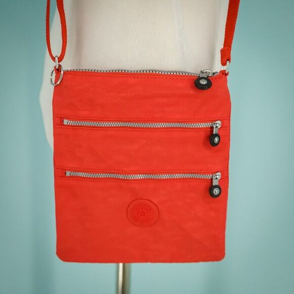 Kipling Keiko Red Zipper Pockets Travel Packable Nylon Adjustable Crossbody Bag - Picture 2 of 6